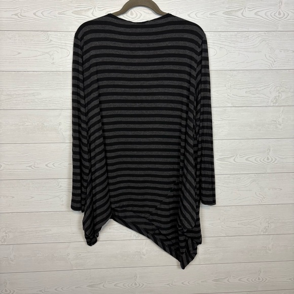 Bryn Walker Stripe Black/Gray Viscose Blend Long Sleeve Blouse Size XL - Picture 5 of 7